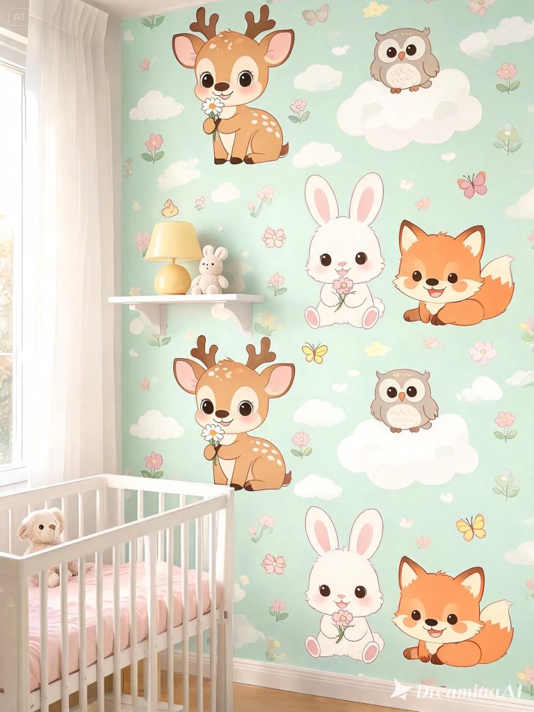 Cute Animal Nursery Wallpaper
