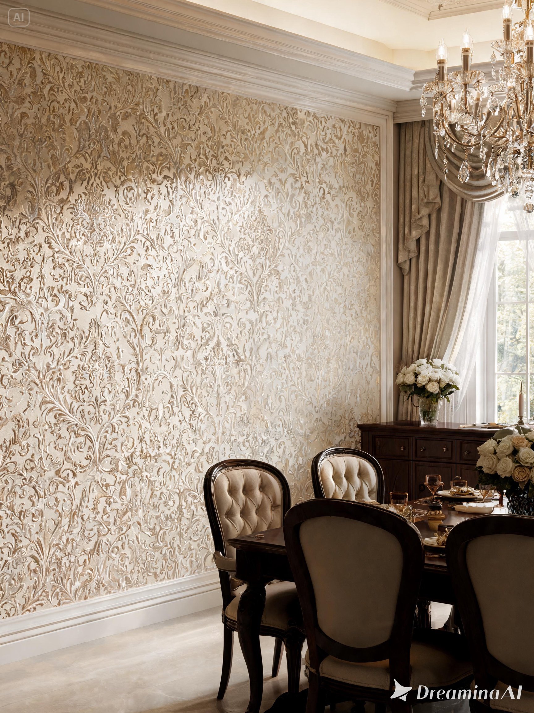Embossed Damask Wallpaper